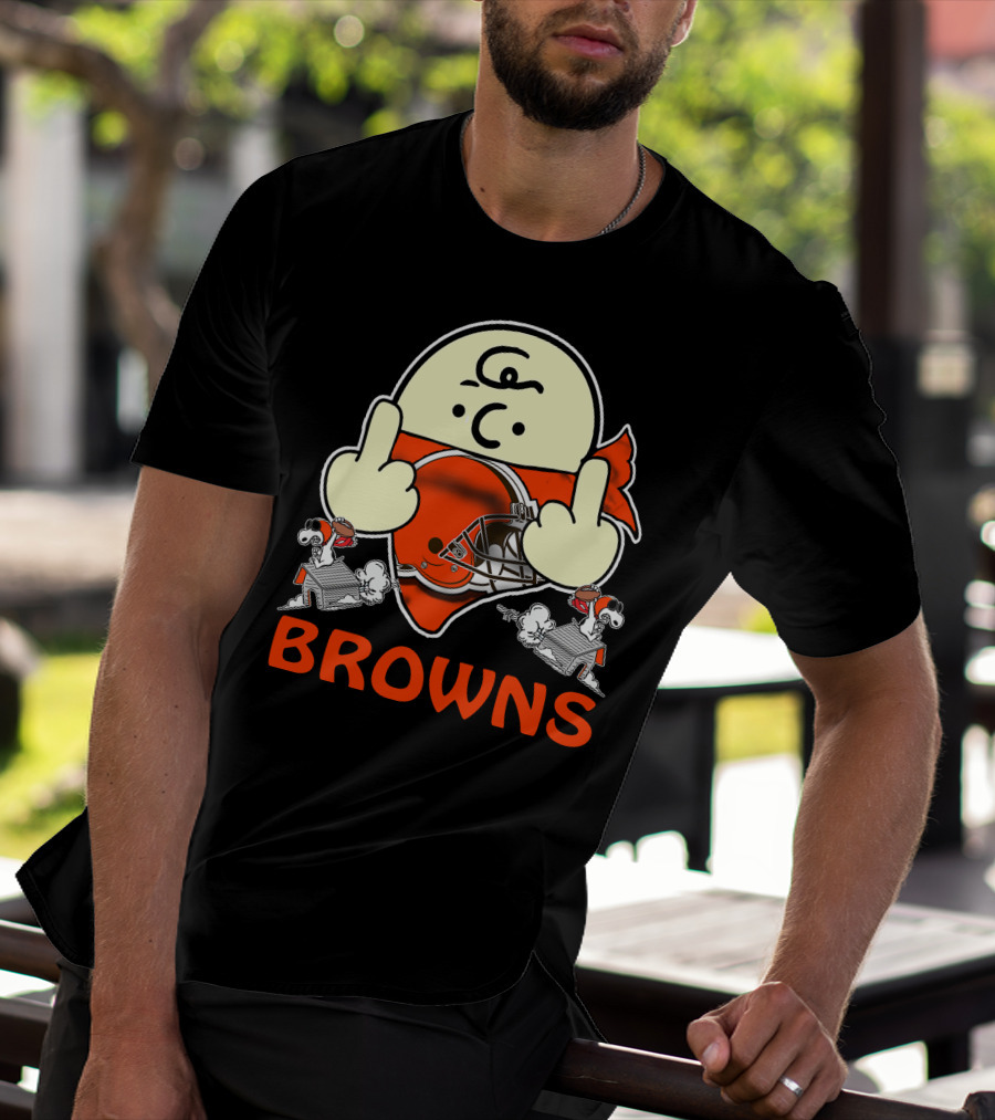 Cleveland Browns Cartoon Helmet Icon With Saluting Snoopy Duo T-Shirt