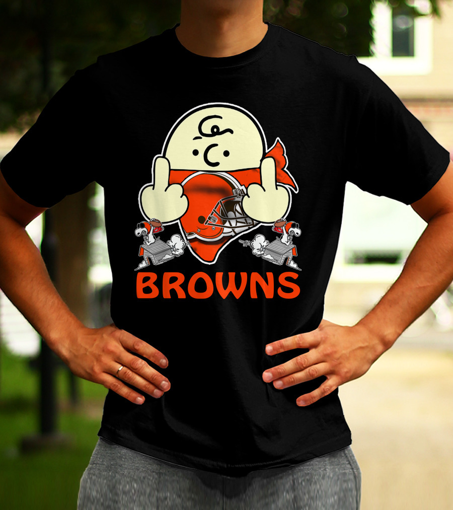 Cleveland Browns Cartoon Helmet Icon With Saluting Snoopy Duo T-Shirt