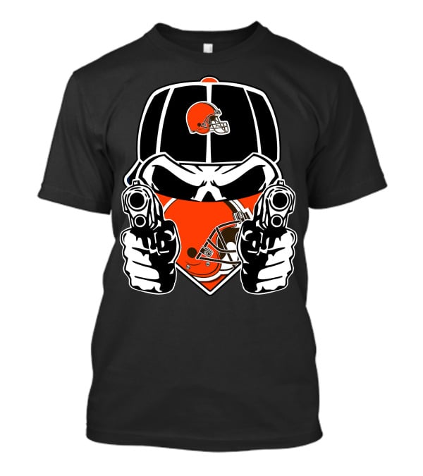 Cleveland Browns Helmet And Dual Pistols T-Shirt