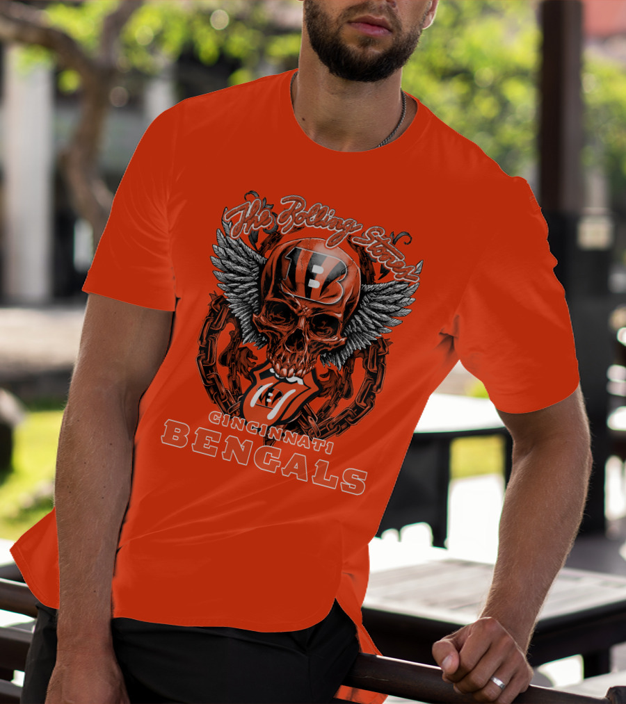 The Rolling Stones Cincinnati Bengals Nfl Collaboration With Skull And Wings T-Shirt