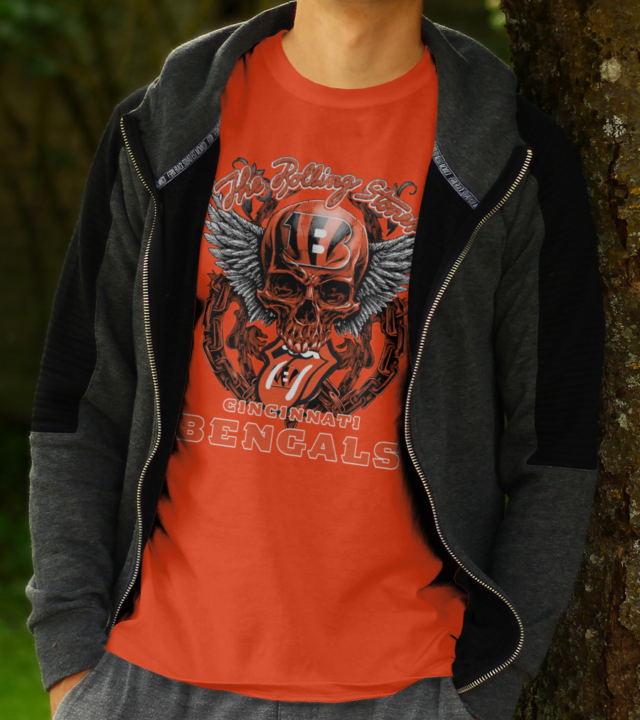 The Rolling Stones Cincinnati Bengals Nfl Collaboration With Skull And Wings T-Shirt