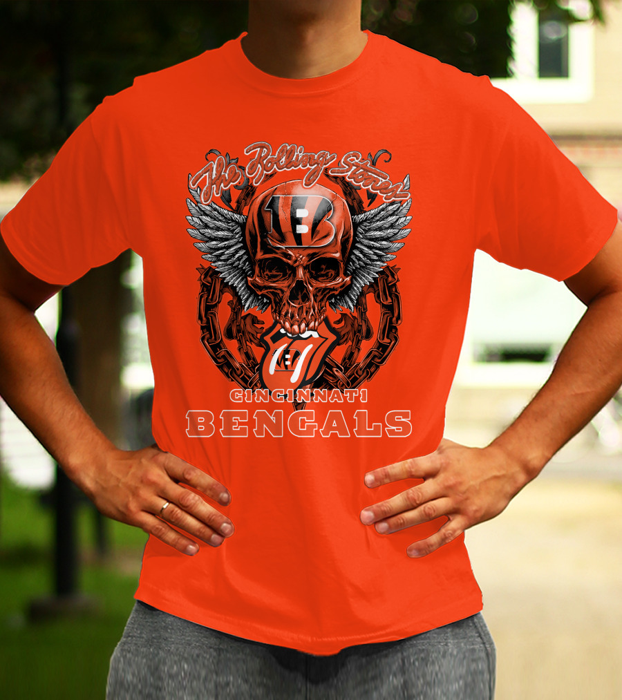 The Rolling Stones Cincinnati Bengals Nfl Collaboration With Skull And Wings T-Shirt