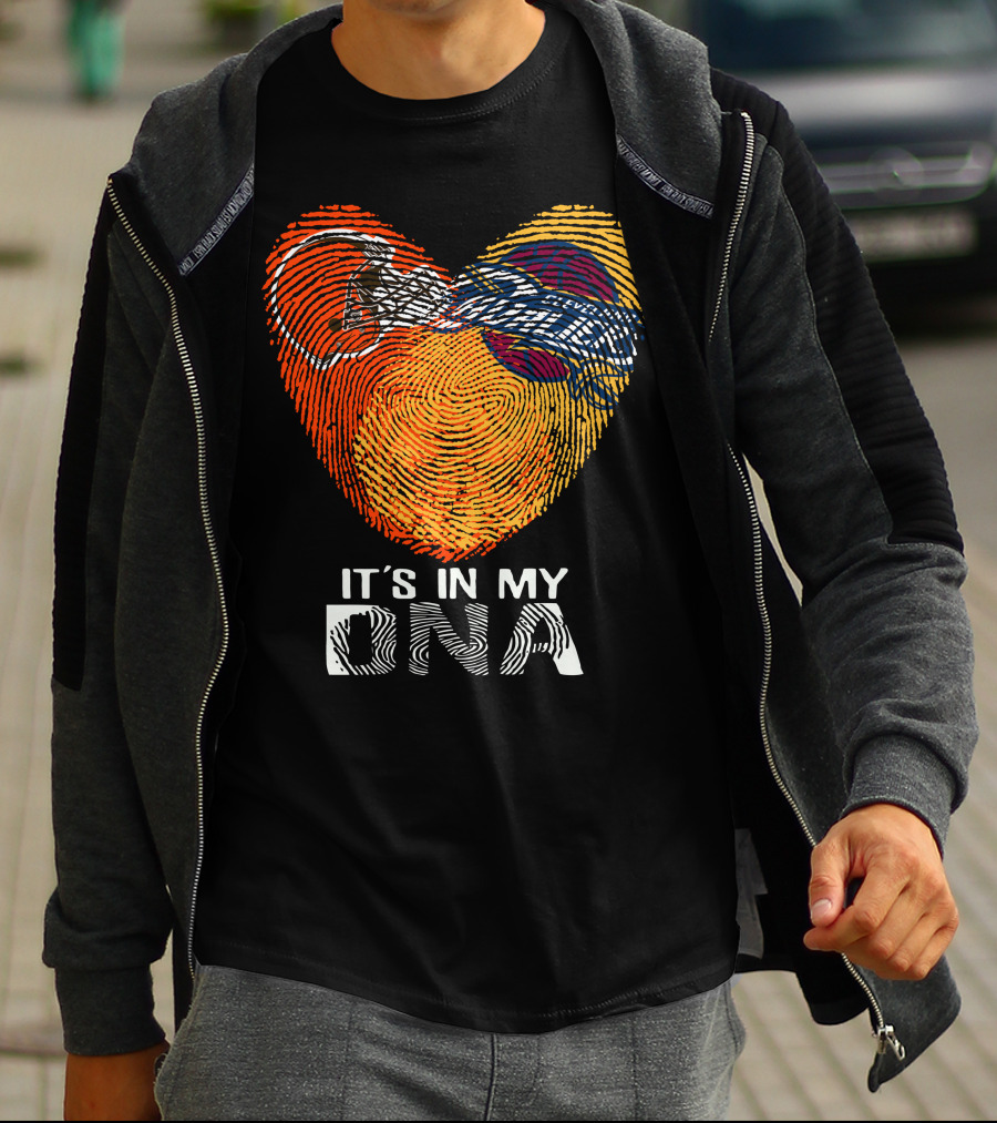 Cleveland Browns It's In My Dna Fingerprint Heart Helmet T-Shirt