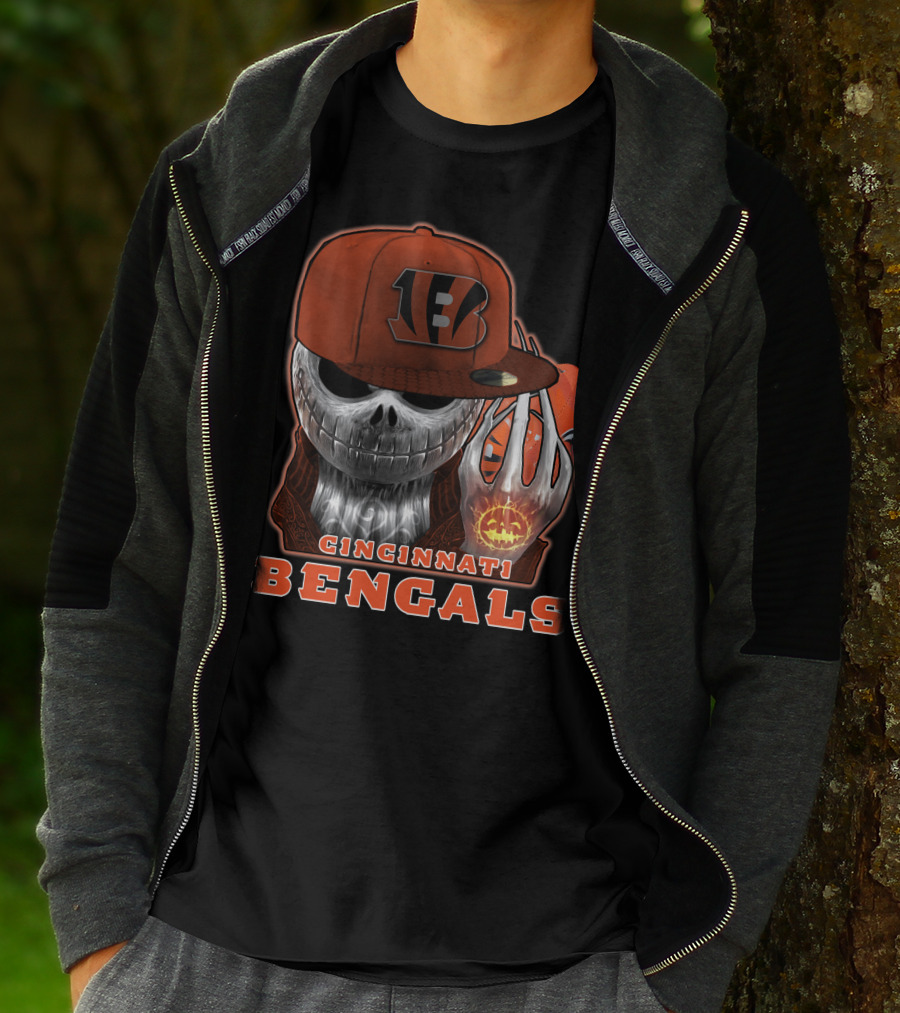 Cincinnati Bengals Jackskull Halloween Football Fan Gear T-Shirt