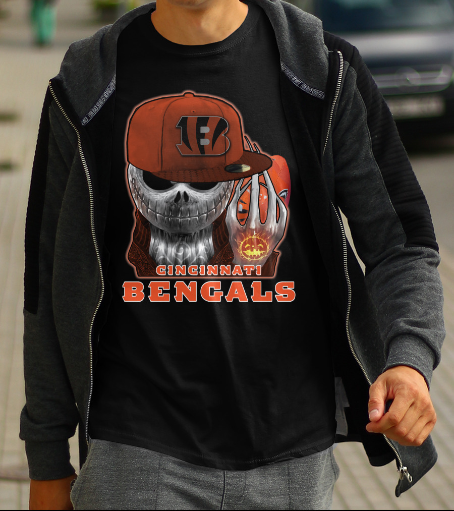 Cincinnati Bengals Jackskull Halloween Football Fan Gear T-Shirt