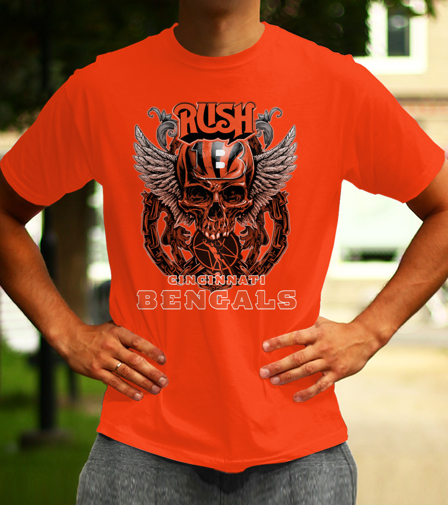 Rush Cincinnati Bengals Helmet Wings Skull T-Shirt