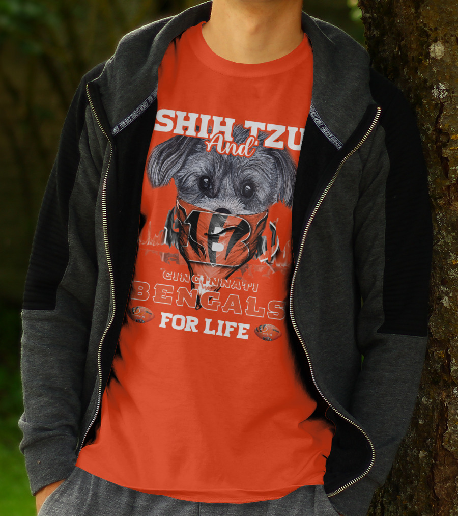 Shih Tzu And Cincinnati Bengals For Life T-Shirt