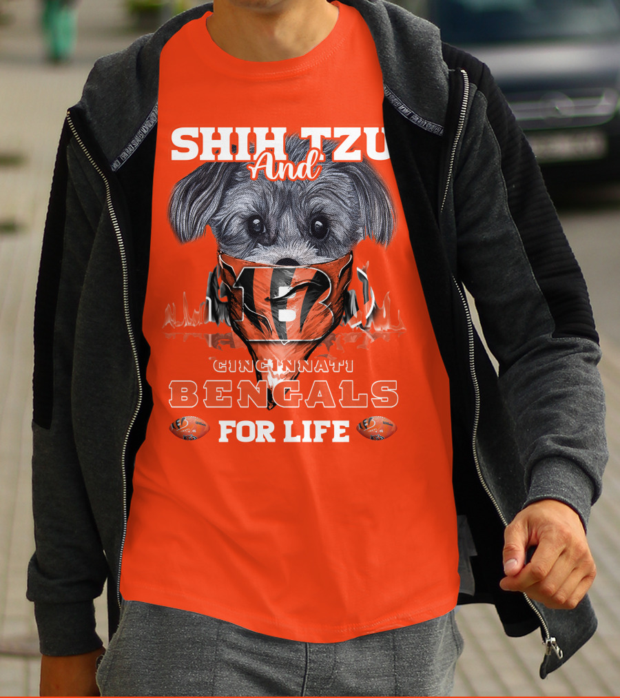 Shih Tzu And Cincinnati Bengals For Life T-Shirt