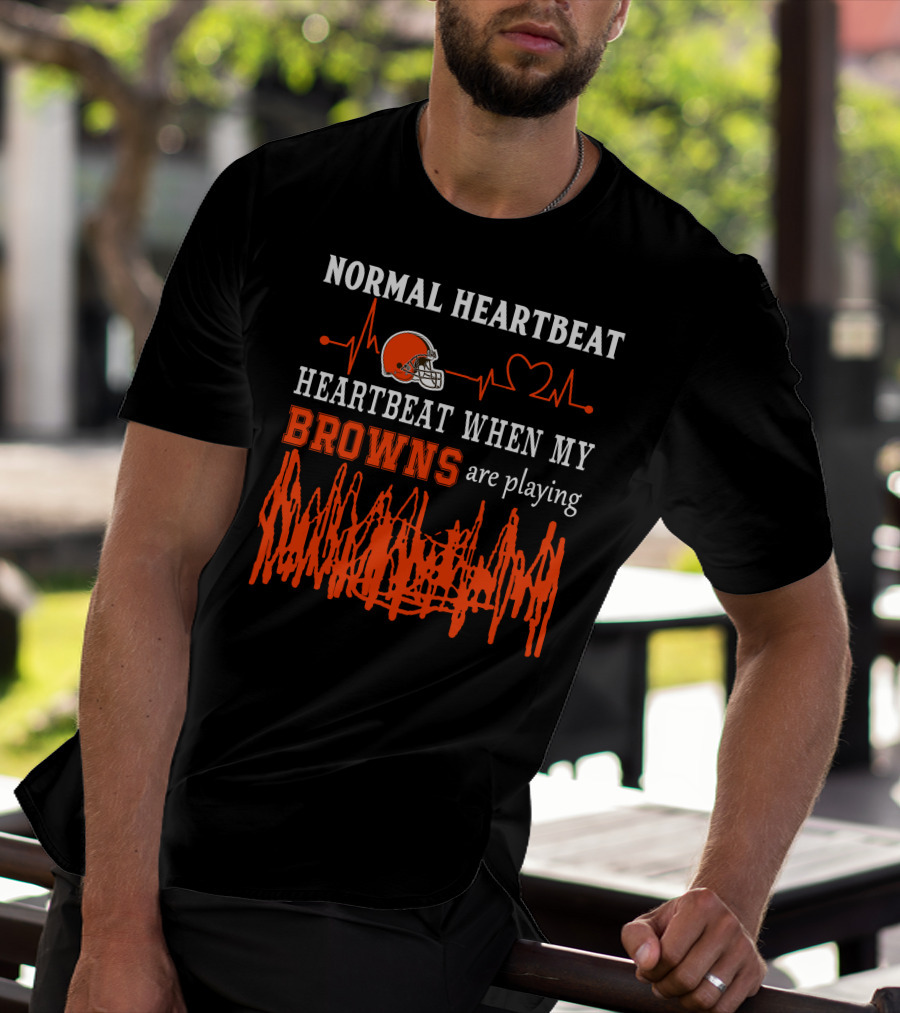 Normal Heartbeat Heartbeat When My Browns Are Playing Cleveland Browns Helmet T-Shirt