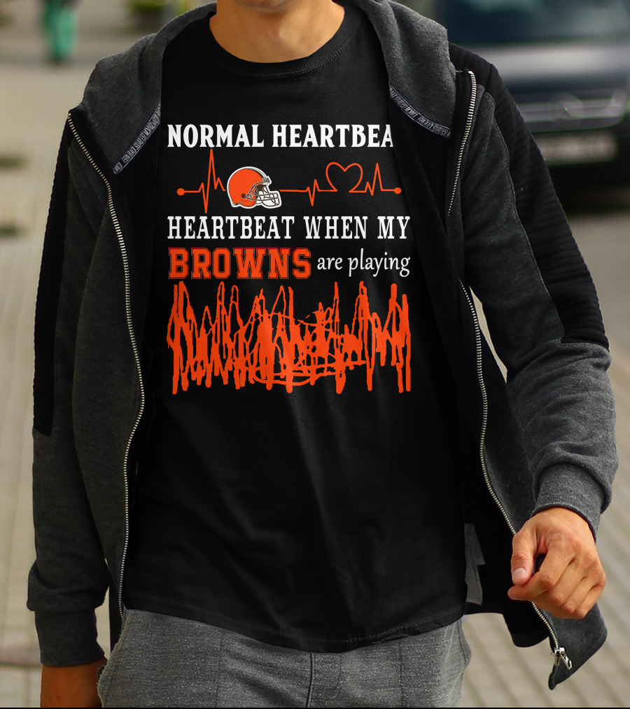 Normal Heartbeat Heartbeat When My Browns Are Playing Cleveland Browns Helmet T-Shirt