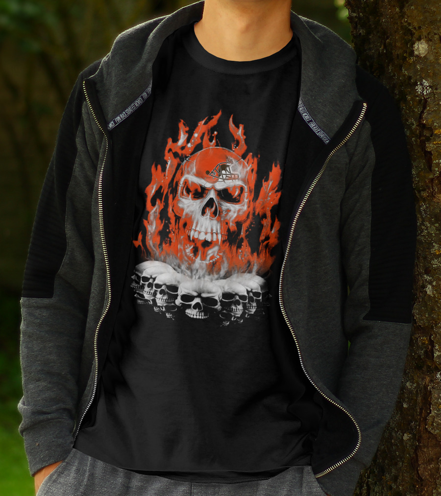 Cleveland Browns Skull Fire Helmet 38 T-Shirt