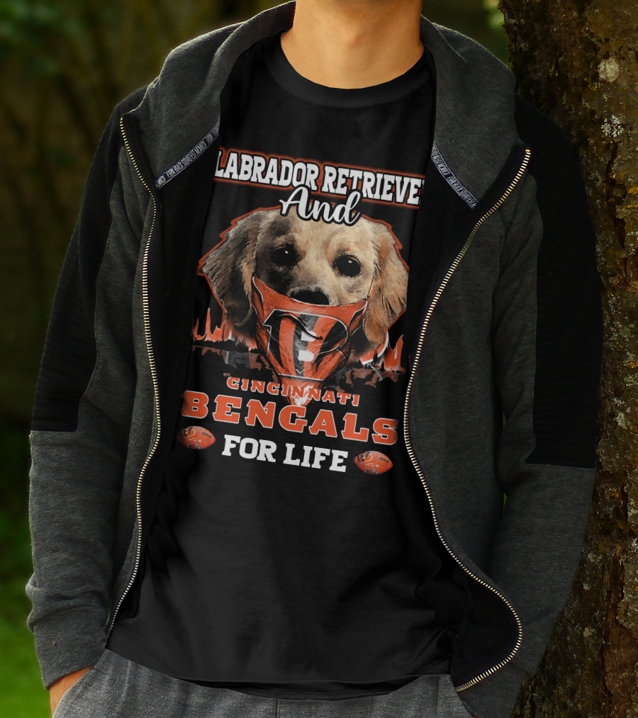 Labrador Retriever And Cincinnati Bengals For Life T-Shirt