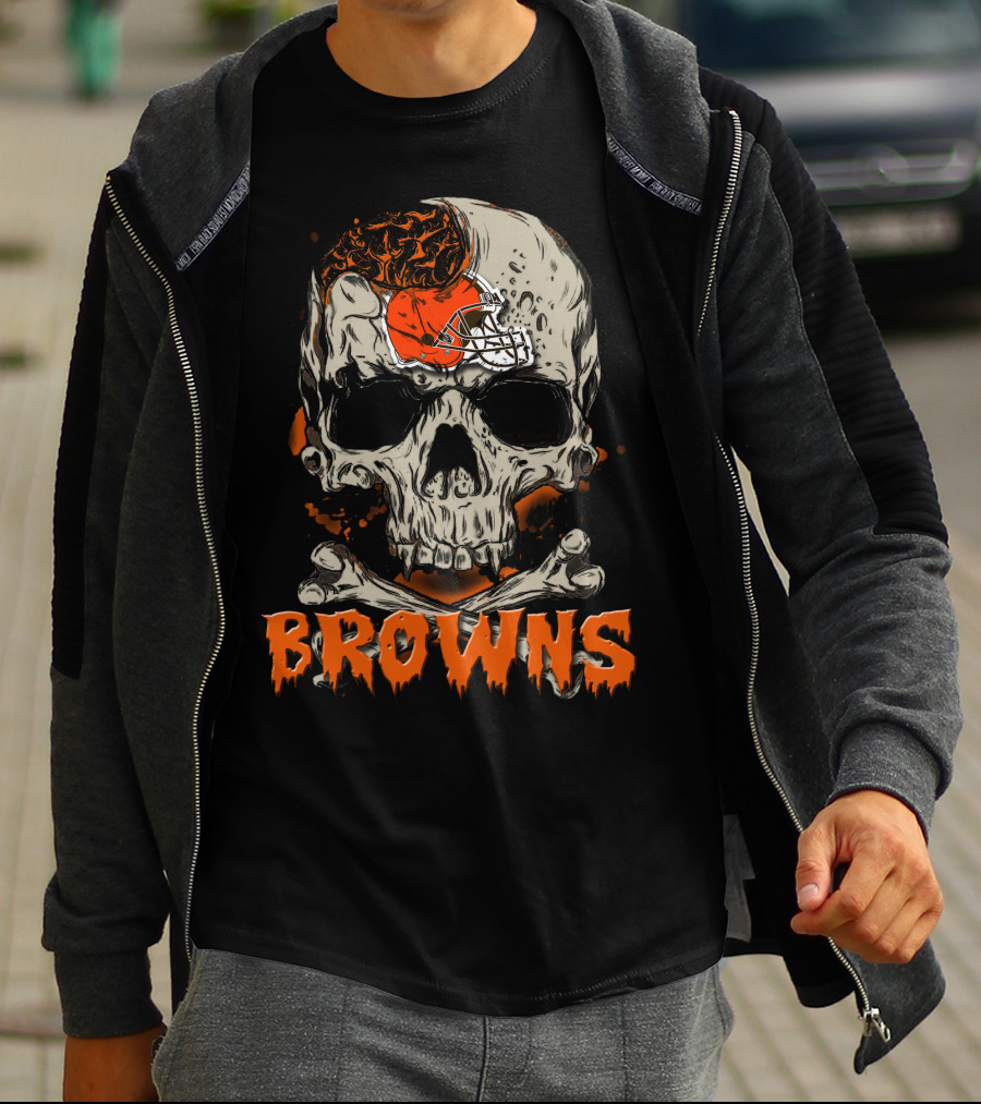 Browns Skull Helmet Motif Cleveland Browns T-Shirt