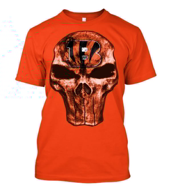 Skull Cincinnati Bengals Logo On Bold Orange T-Shirt