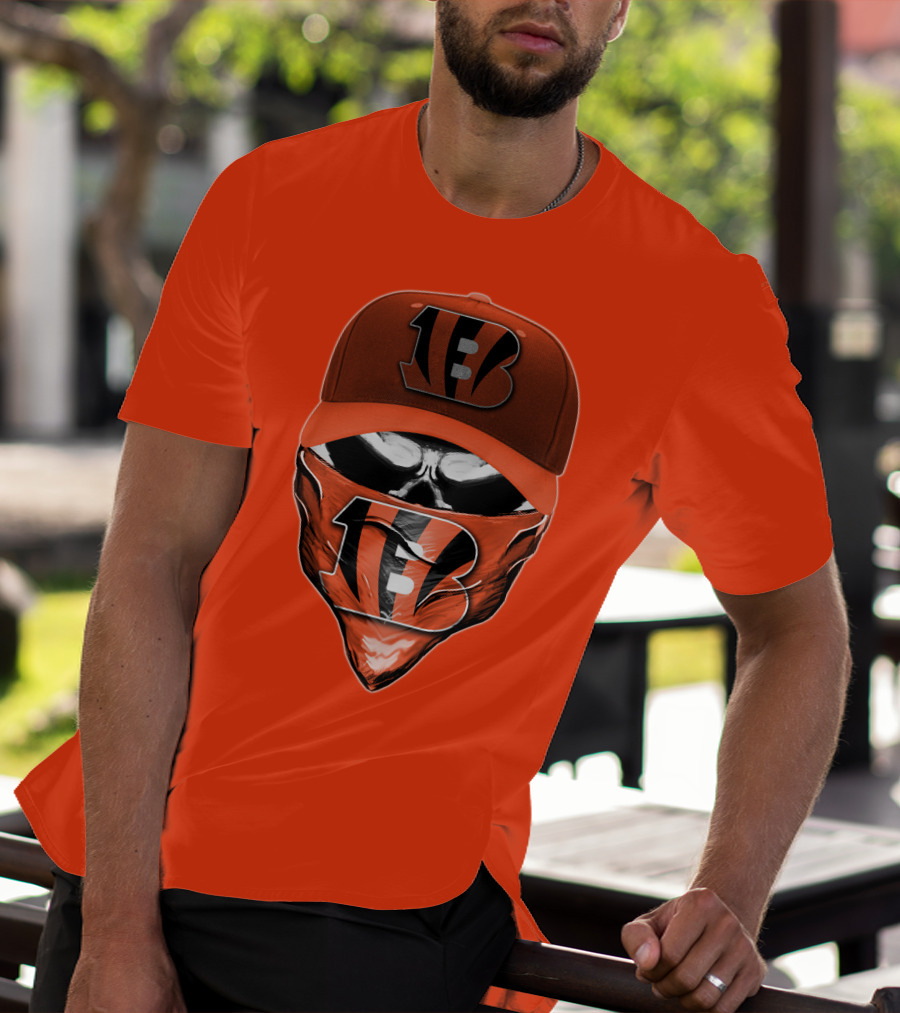 Cincinnati Bengals Skull Mask V6 T-Shirt