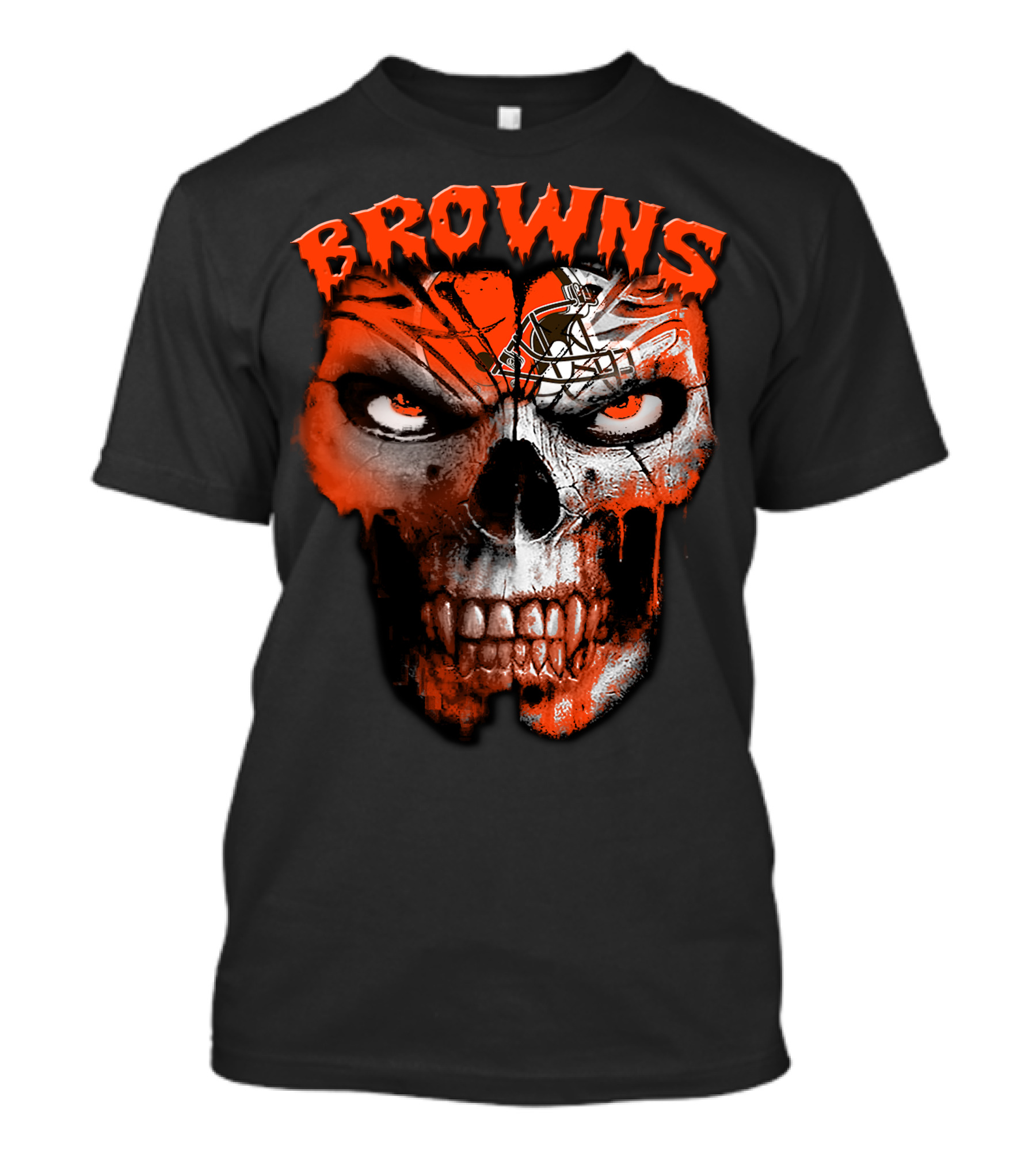 Browns Skull Design With Helmet T-Shirt
