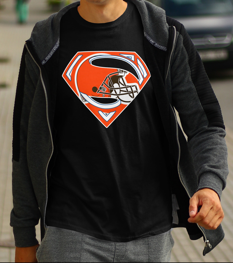 Cleveland Browns Helmet Superman Logo 72 T-Shirt