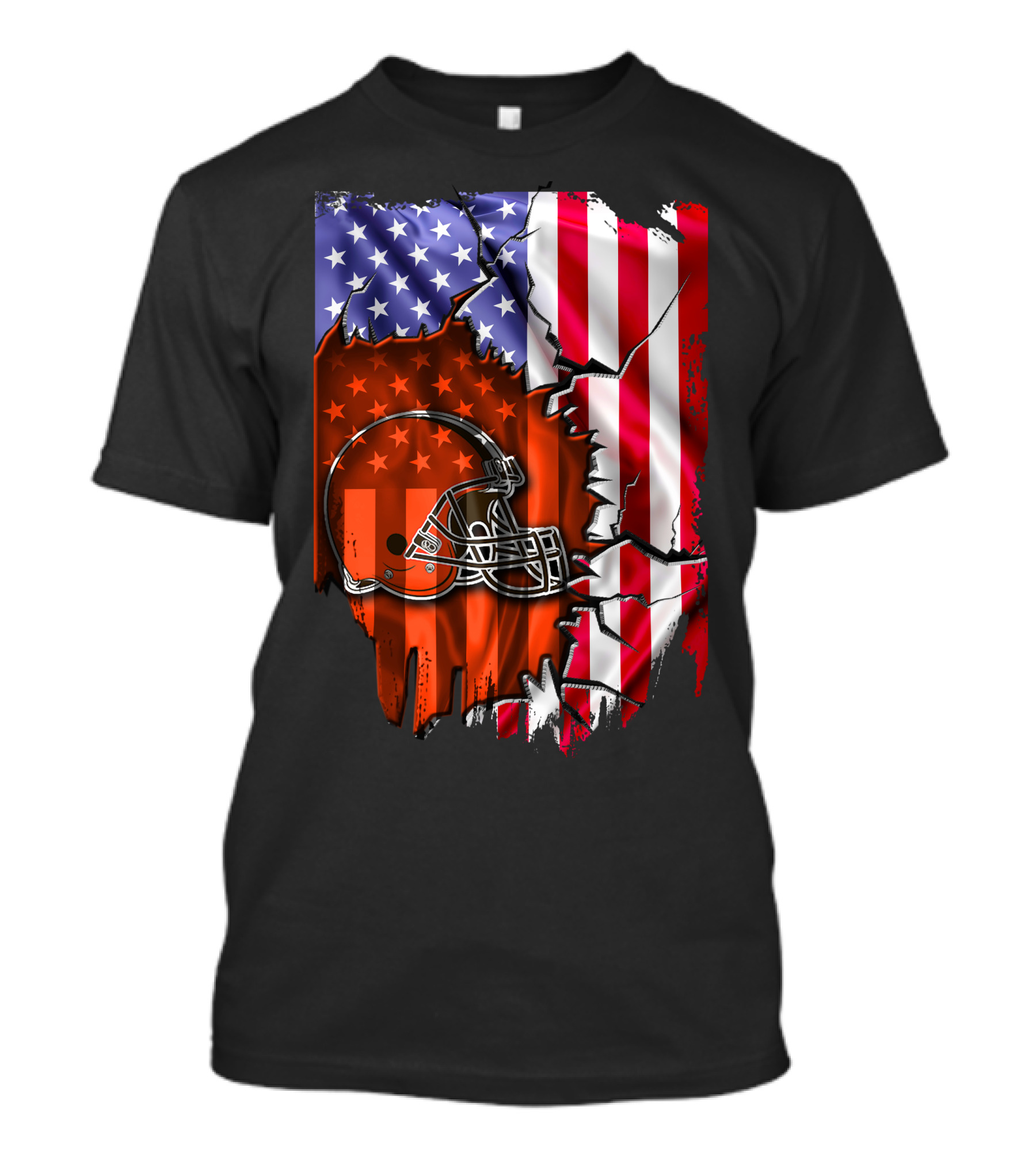 Cleveland Browns Helmet American Flag T-Shirt