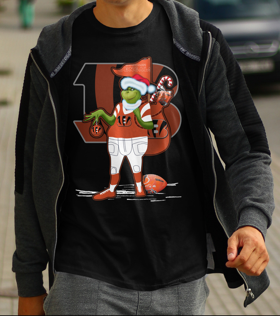 Grinchxmas Cincinnati Bengals Football Holiday Santa Hat T-Shirt