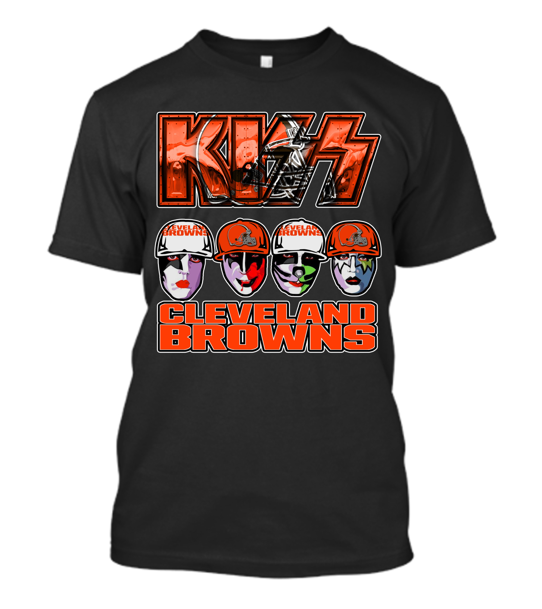 KISS Cleveland Browns Faces With Helmets T-Shirt