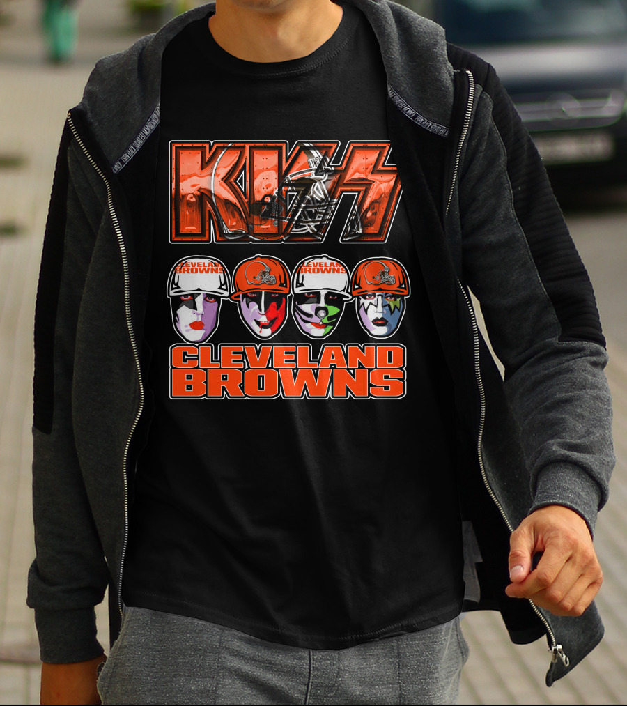 KISS Cleveland Browns Faces With Helmets T-Shirt
