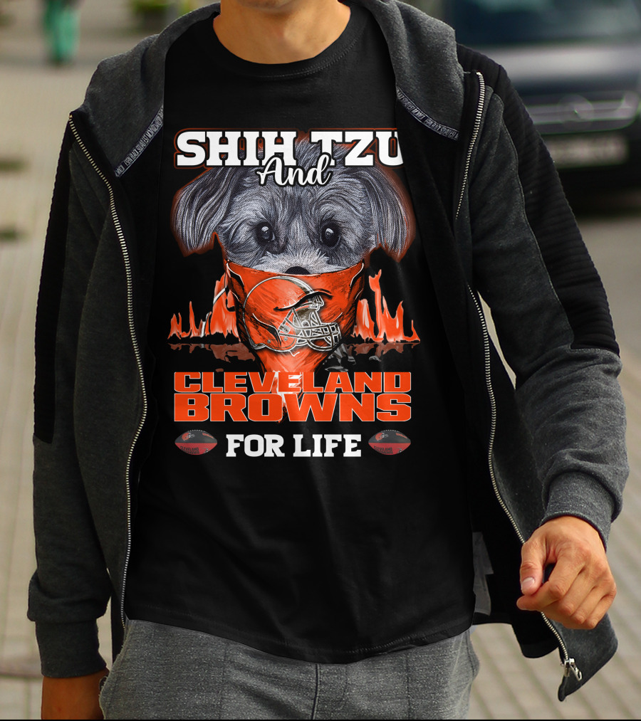 Shih Tzu And Cleveland Browns For Life T-Shirt