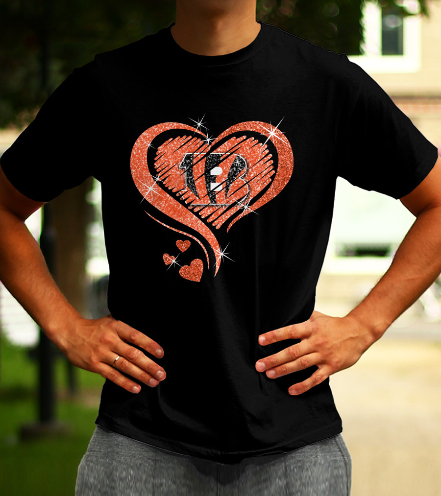 Heart Diamond 13 Cincinnati Bengals Sparkle T-Shirt
