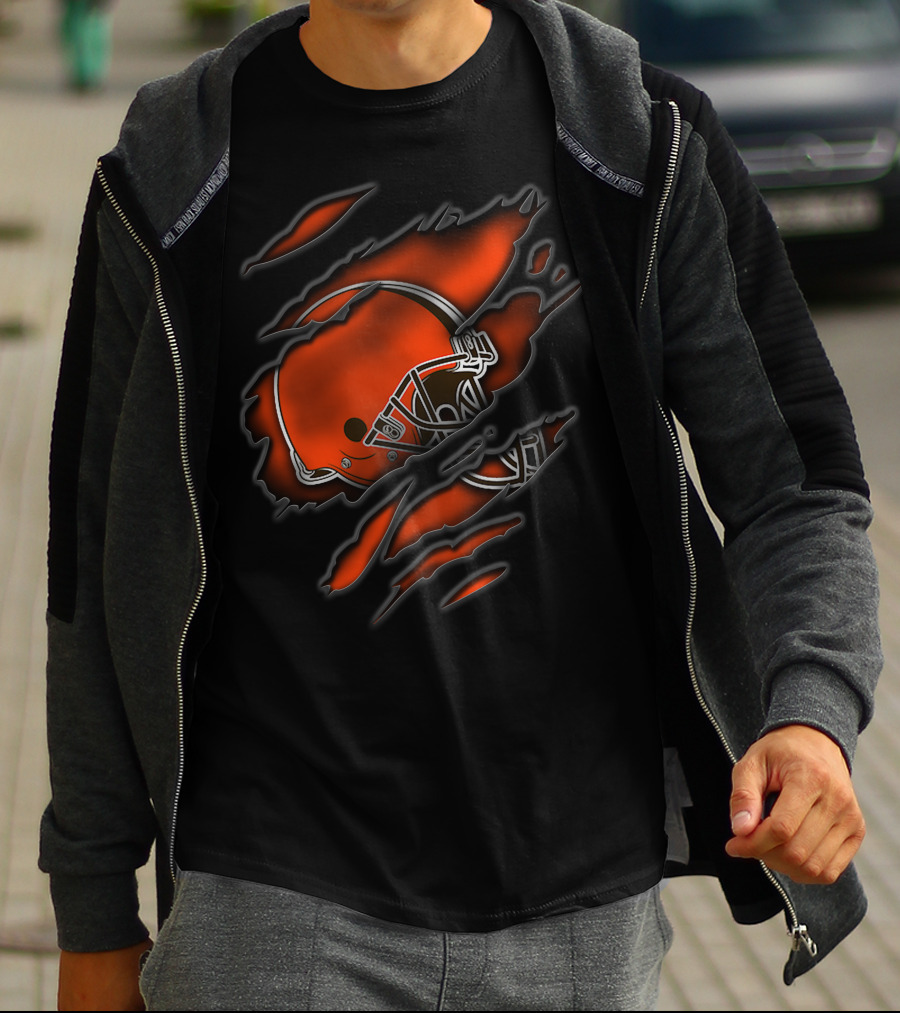 Torn Cleveland Browns Helmet T-Shirt