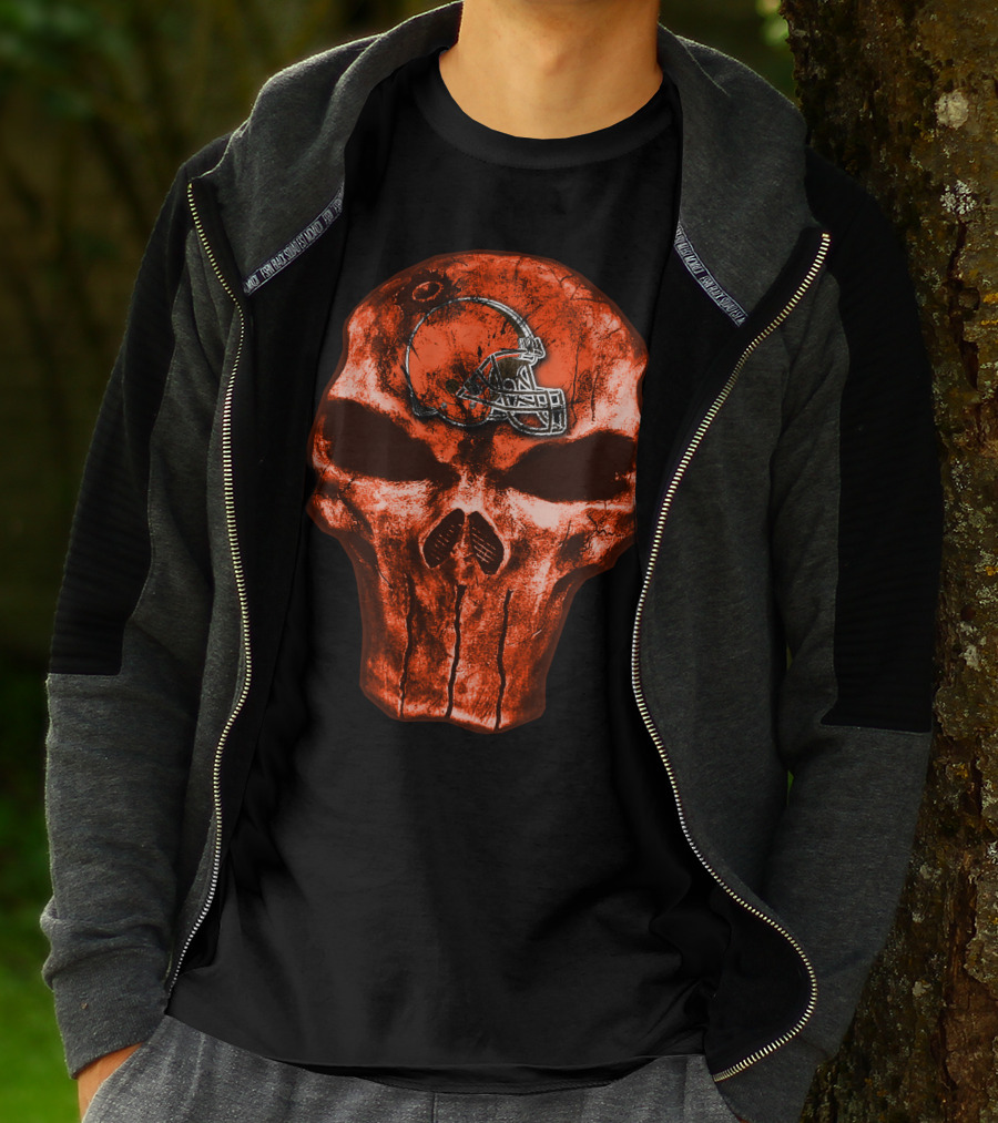 Cleveland Browns Skull Helmet T-Shirt