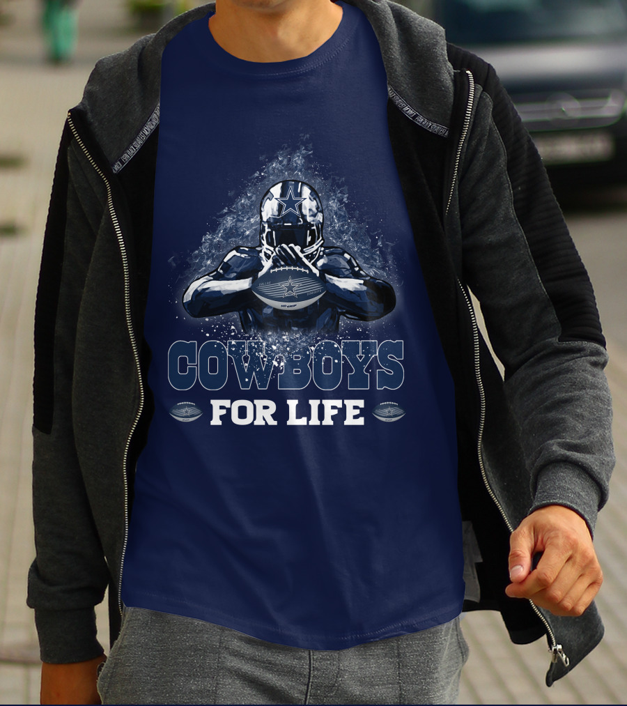 COWBOYS FOR LIFE DALLAS COWBOYS Football Helmet Star Logo Blue T-Shirt