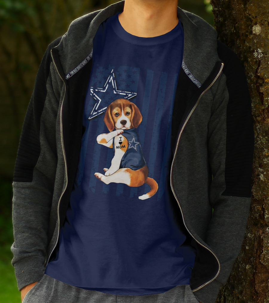 Beagle I Love Mom Dallas Cowboys Star Football Fans T-Shirt