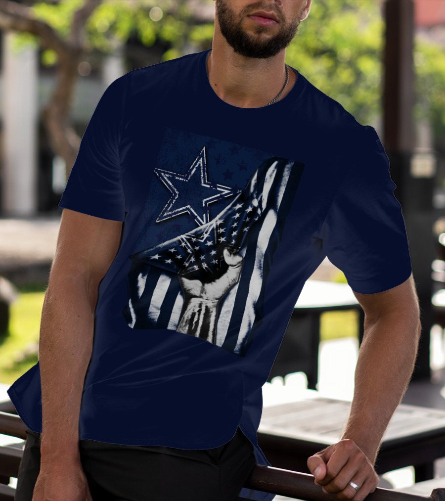 Dallas Cowboys Star With American Flag And Fist T-Shirt