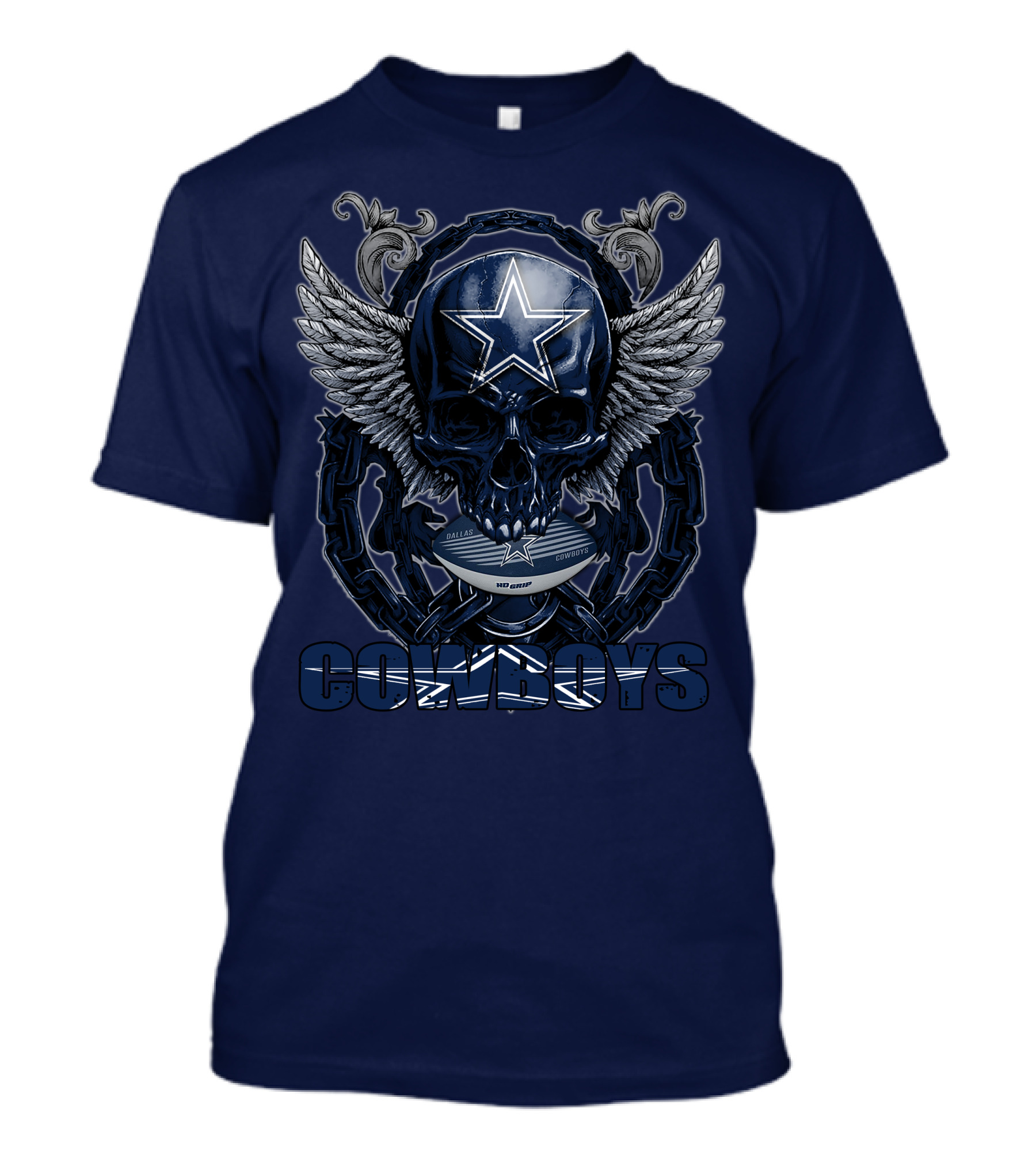 Skullfb Dallas Cowboys Wings Star Chain Crest T-Shirt