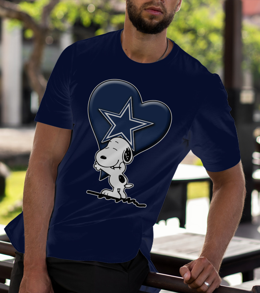 Snoopy Hugging Heart With Dallas Cowboys Star T-Shirt