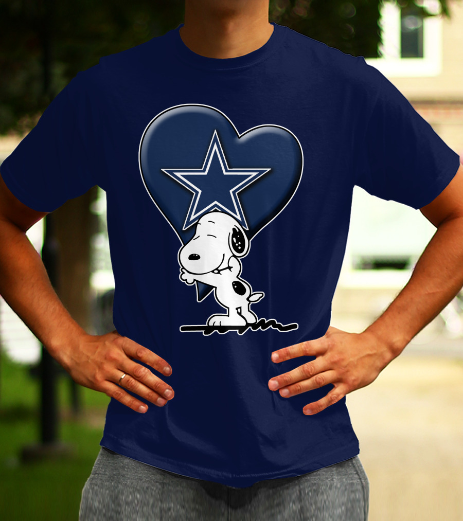 Snoopy Hugging Heart With Dallas Cowboys Star T-Shirt