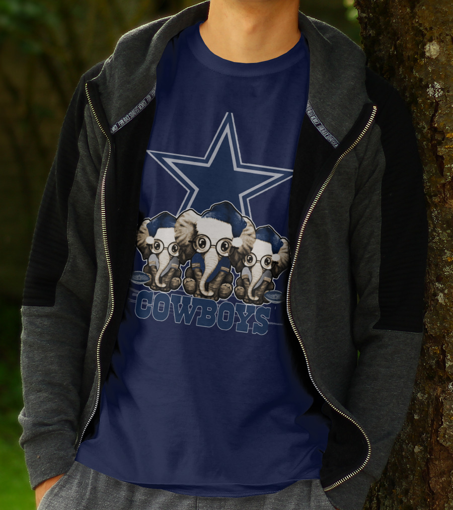 Elephan Xmas Dallas Cowboys Star Logo Glasses Hindustani T-Shirt