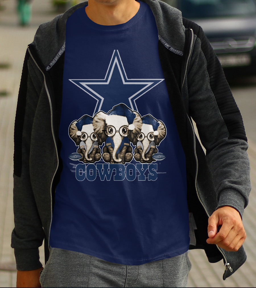 Elephan Xmas Dallas Cowboys Star Logo Glasses Hindustani T-Shirt