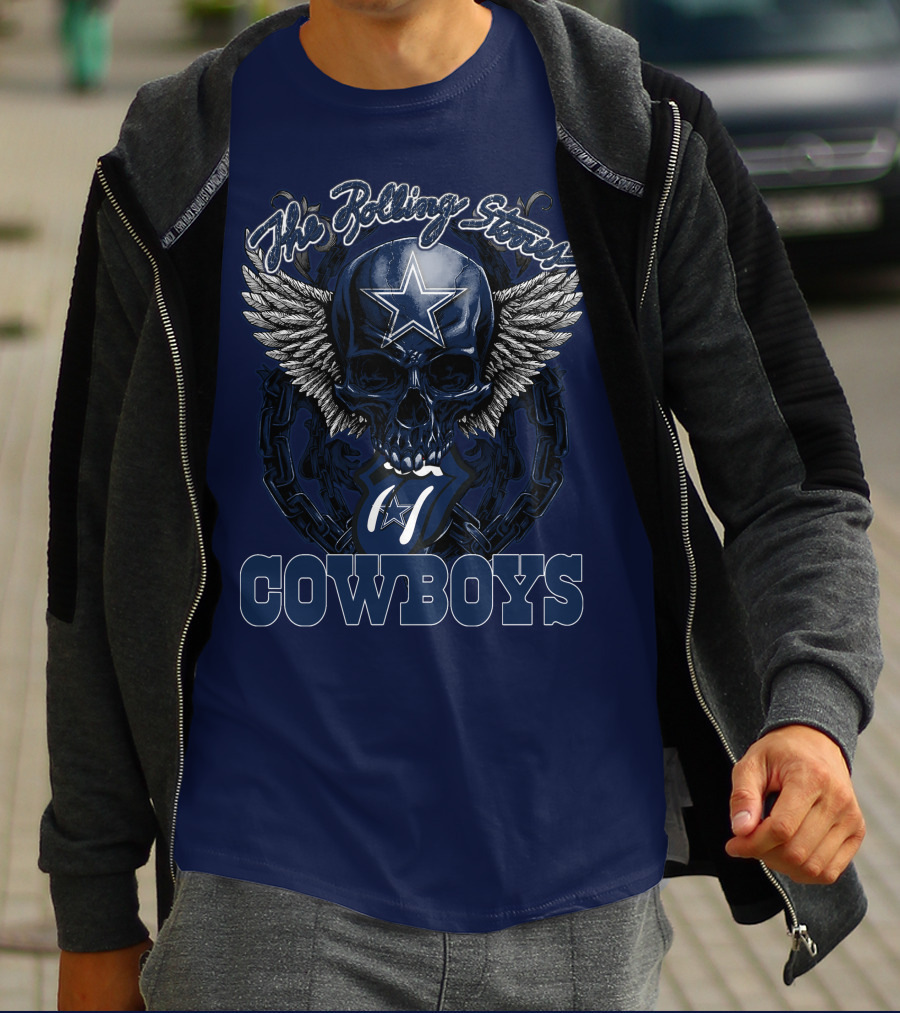 The Rolling Stones Dallas Cowboys Skull And Tongue T-Shirt