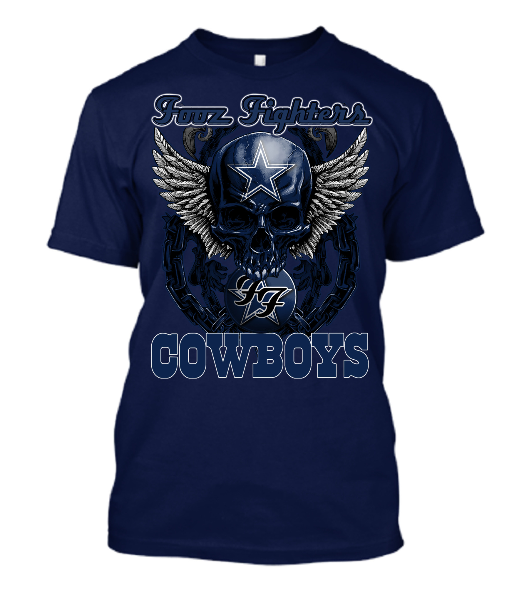 Foo Fighters Dallas Cowboys Skull Wings Star T-Shirt