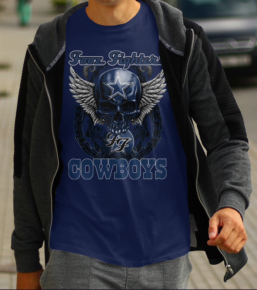 Foo Fighters Dallas Cowboys Skull Wings Star T-Shirt