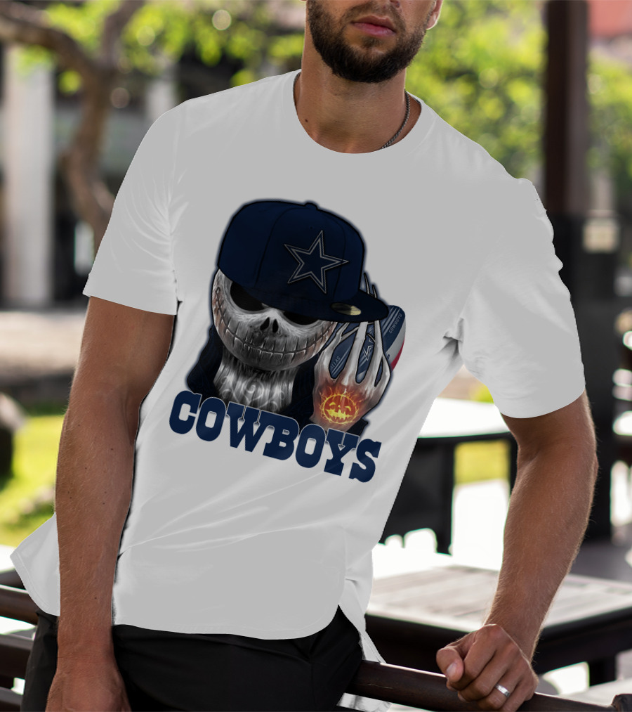 Jackskull Cowboys Halloween Star Football T-Shirt