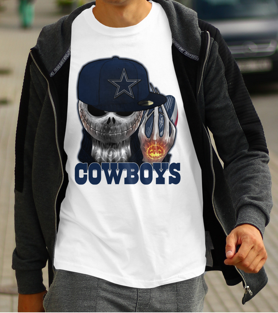 Jackskull Cowboys Halloween Star Football T-Shirt