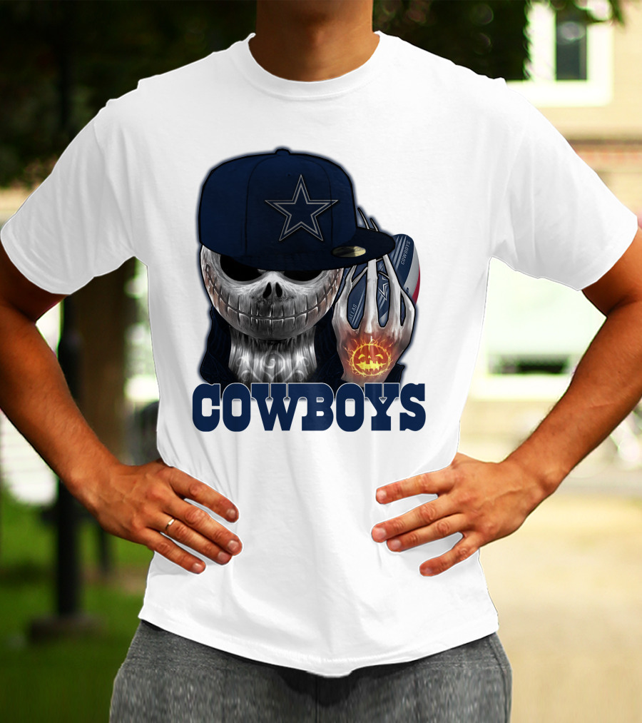 Jackskull Cowboys Halloween Star Football T-Shirt