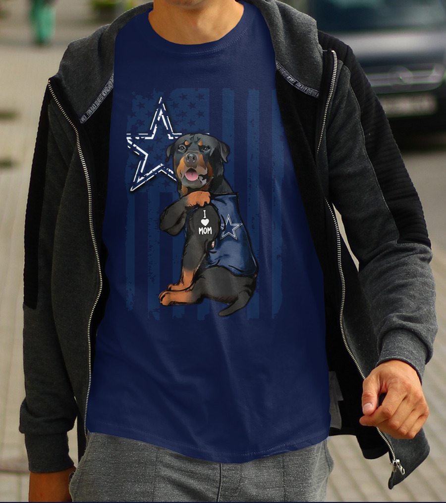 Rottweiler I Love Mom Dallas Cowboys Star T-Shirt