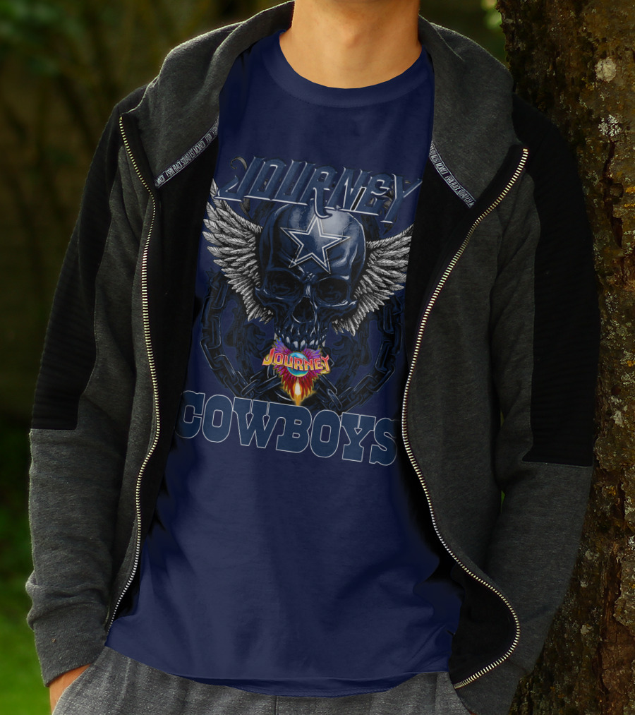 JOURNEY COWBOYS Dallas Skull Wings Star T-Shirt