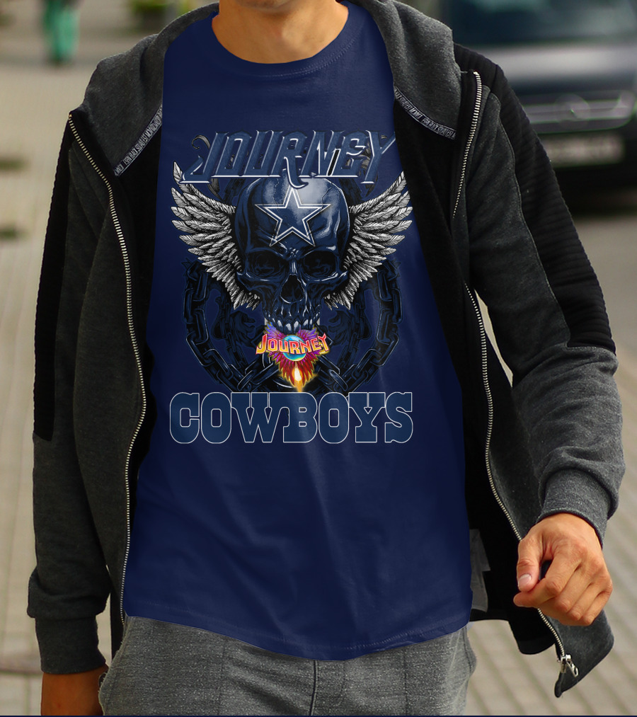JOURNEY COWBOYS Dallas Skull Wings Star T-Shirt