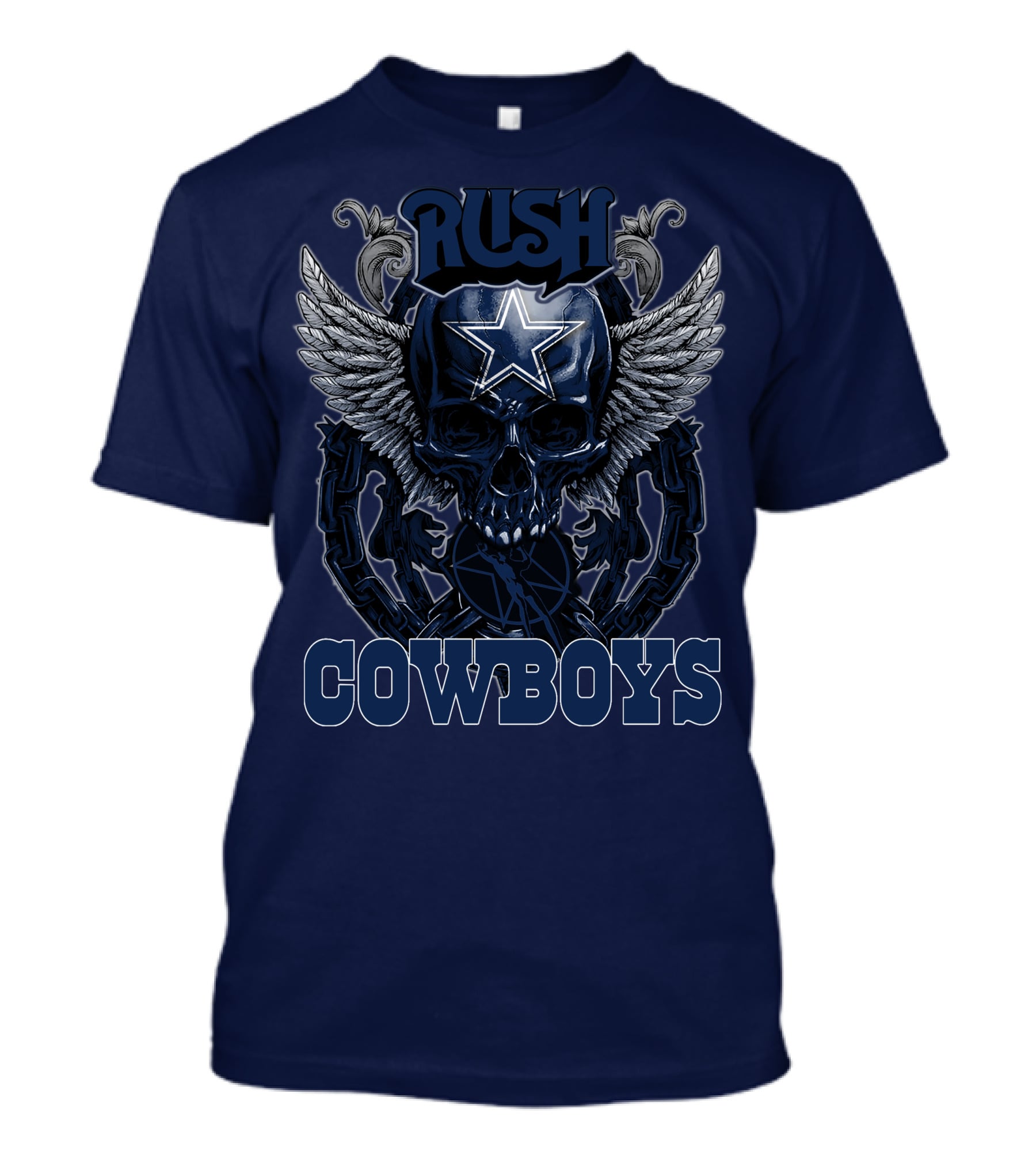 RUSH DALLAS COWBOYS WINGED STAR SKULL T-Shirt
