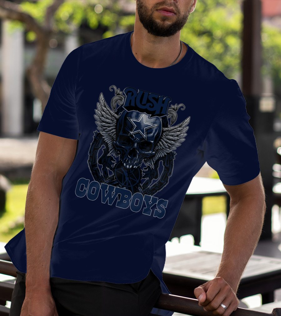 RUSH DALLAS COWBOYS WINGED STAR SKULL T-Shirt