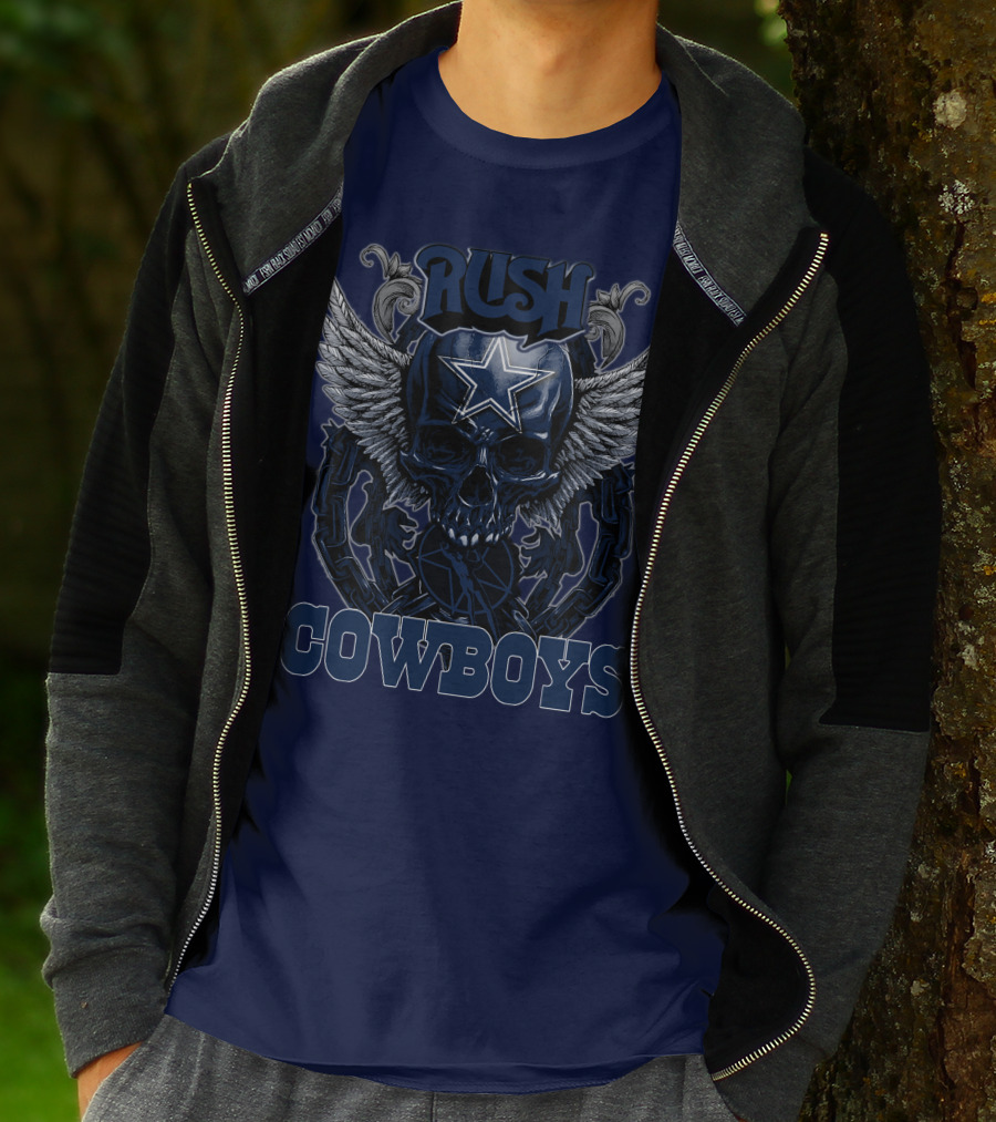 RUSH DALLAS COWBOYS WINGED STAR SKULL T-Shirt