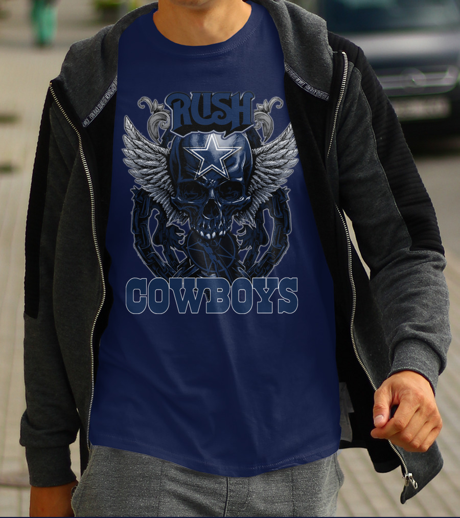 RUSH DALLAS COWBOYS WINGED STAR SKULL T-Shirt